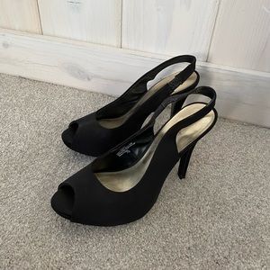 Kelly & Katie Black Peep Toe Heels
